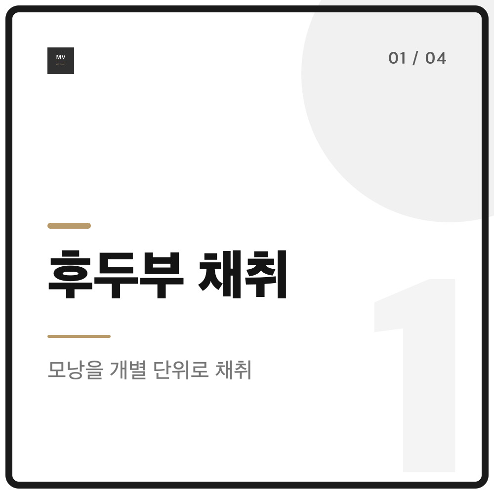 후두부 공여부에서 모낭을 개별 단위로 채취하는 단계